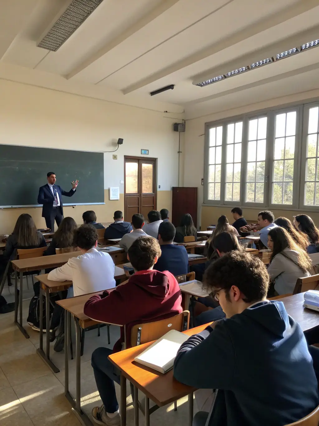 A dynamic image of Vision Academy students participating in a debate, highlighting their public speaking skills and critical thinking abilities.